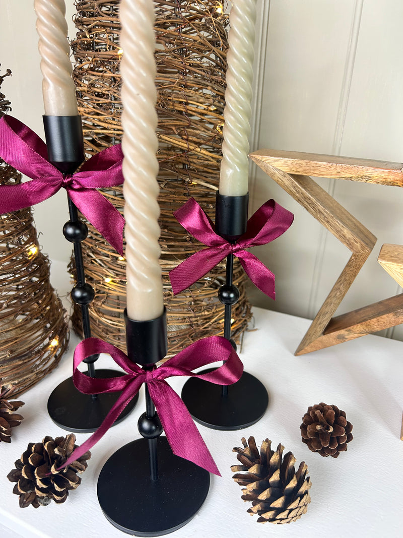 Bobble Black Metal Candlesticks, 3 Sizes
