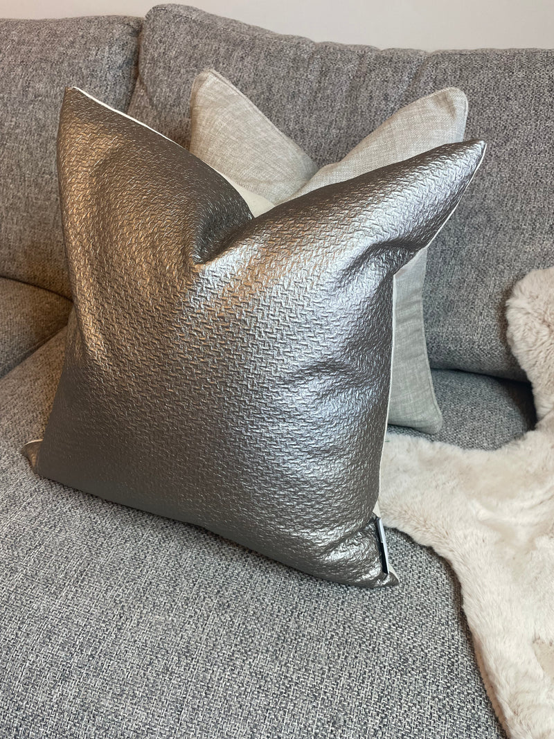 Bronze champagne metallic textured cushion