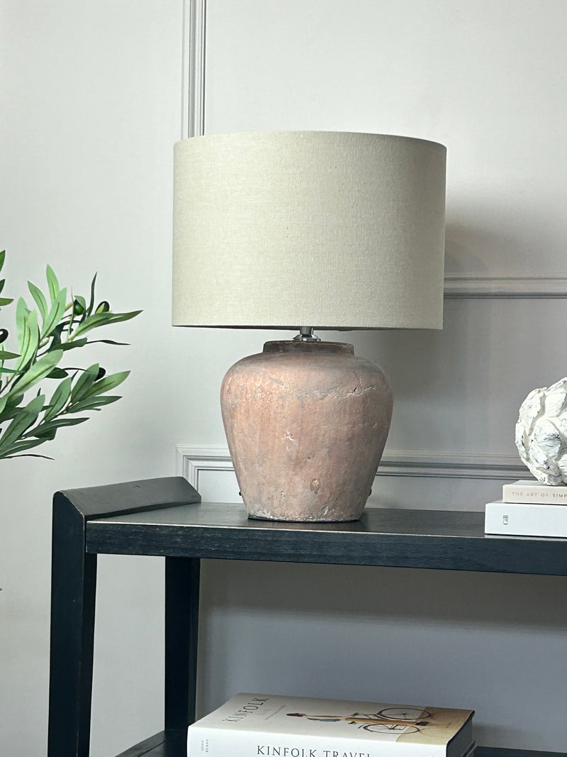 Siena rustic brown table lamp linen shade