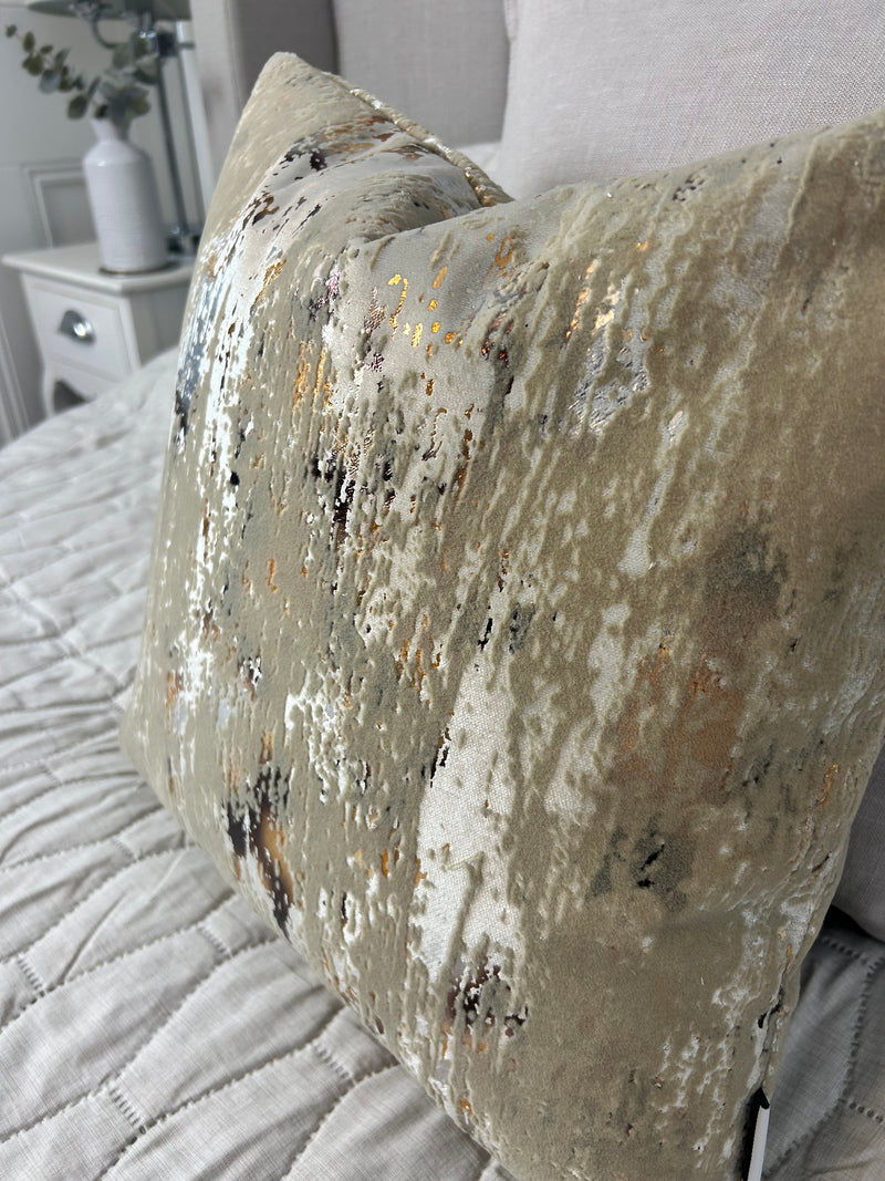 Torcello Natural Taupe beige Bronze Gold Feather Cushion 45cm & 56cm