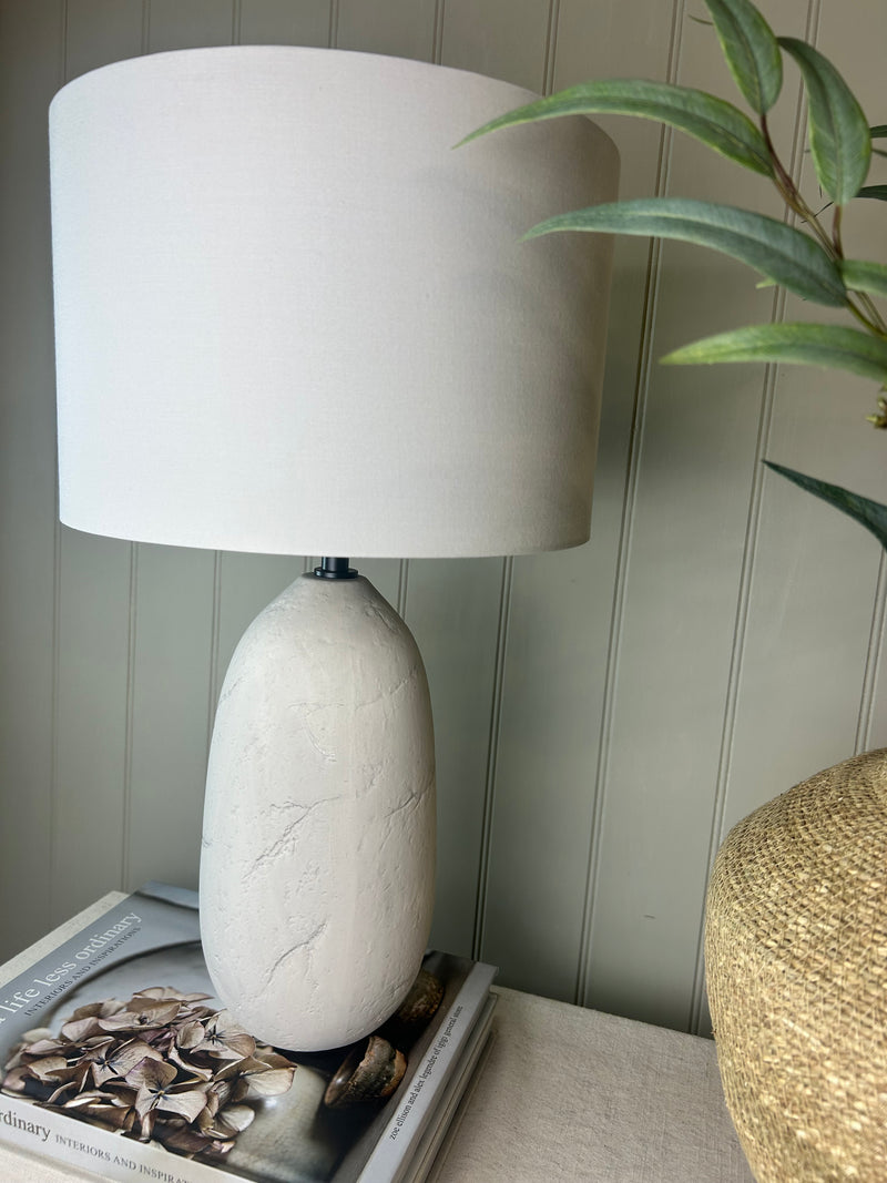Erika Textured Ceramic Lamp with Shade cement look