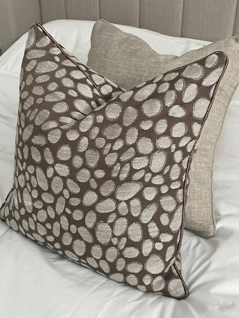 Taupe bronze champagne pebble textured cushion 43cm