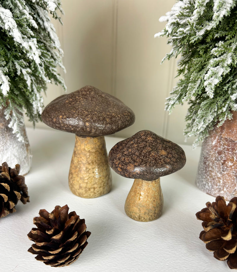 Brown Natural Autumn Mushrooms ceramic 2 Sizes