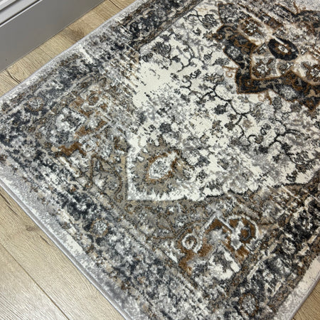 Alexandra 80x150cm traditional print rug grey natural brown