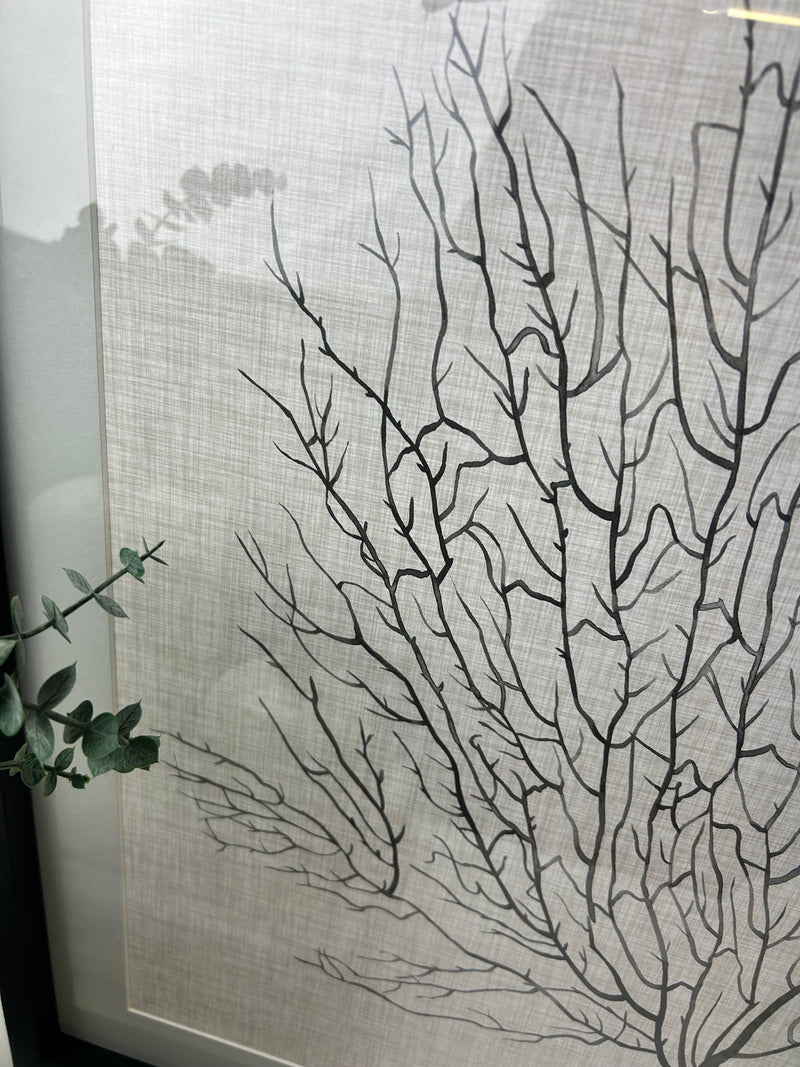 Tree coral art mounted black frame special order handmade 70cm
