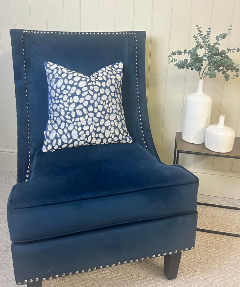 Navy Grey Pebble Texture Cushion 43cm