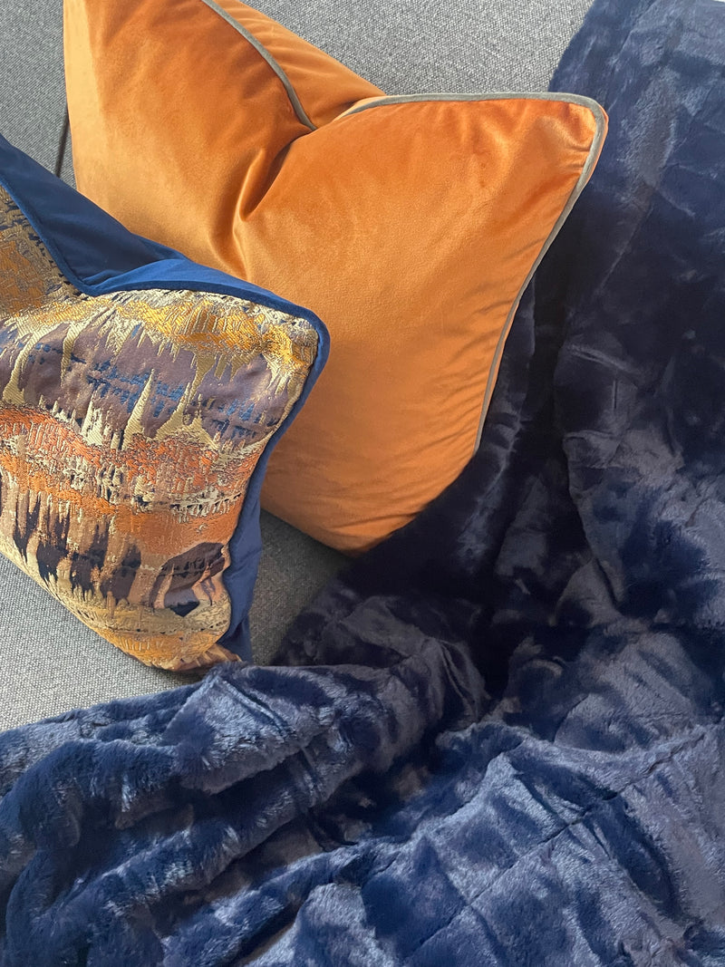 Navy ribbed faux fur Empress throw