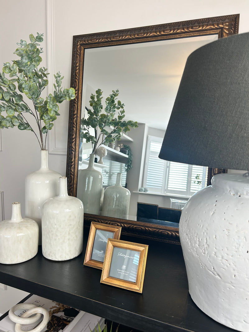 Gold bronze patterned chunky mirror 61x76cm