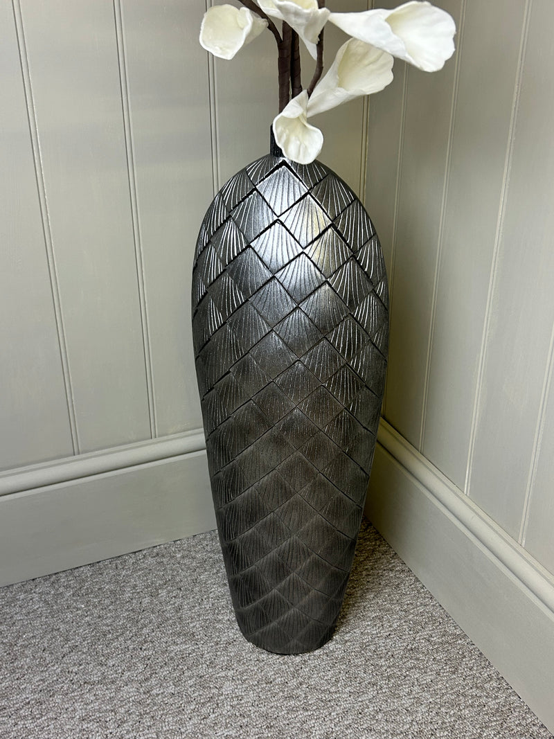 Gunmetal textured vase tall 62cm
