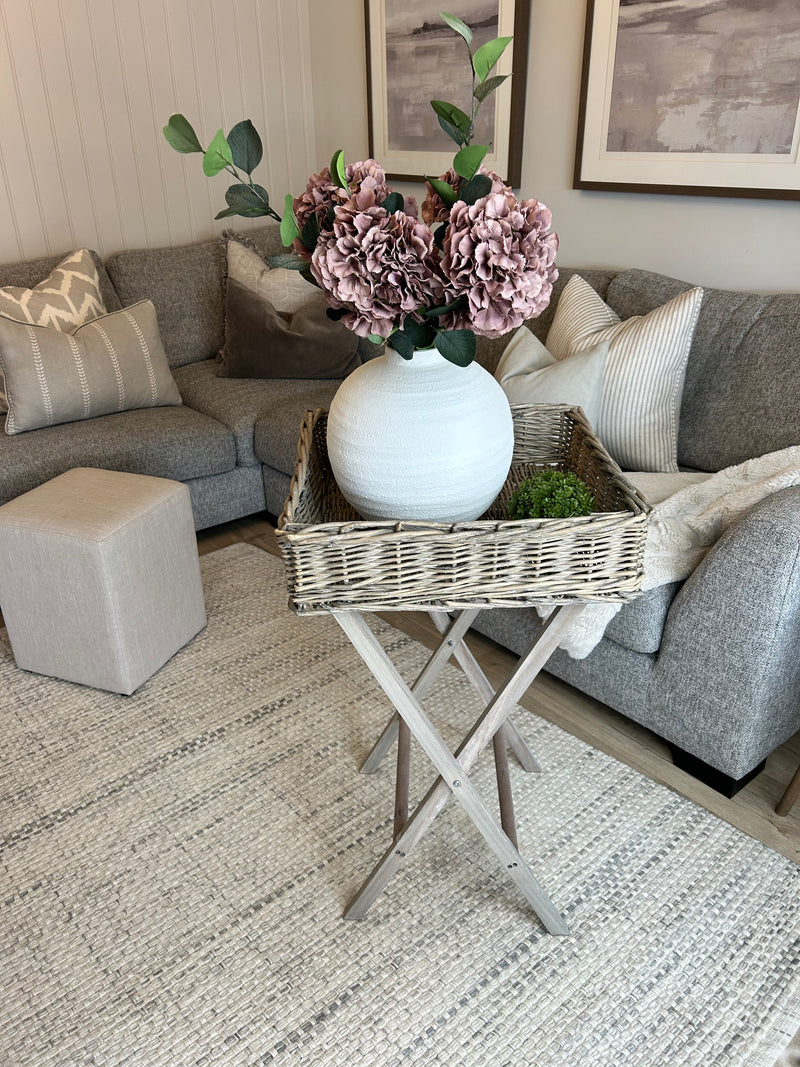 Distressed rustic wicker butlers tray