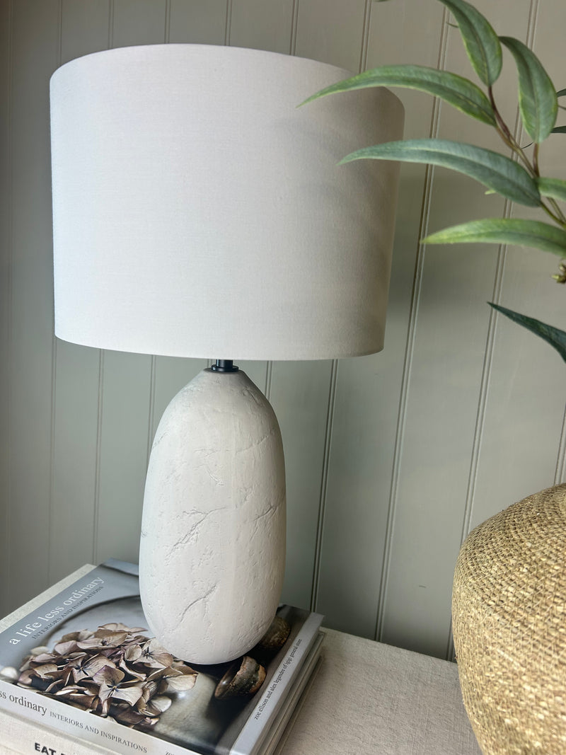 Erika Textured Ceramic Lamp with Shade cement look