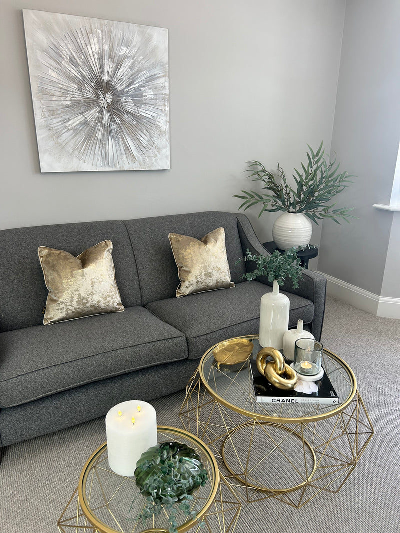 Silver and gold starburst dandelion canvas art 80x80