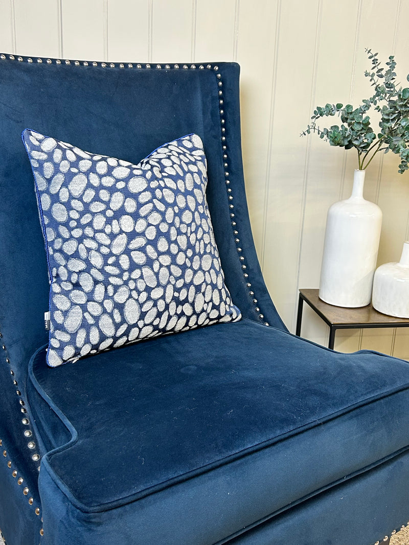 Navy Grey Pebble Texture Cushion 43cm