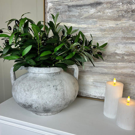 Athena stone double handled vase pot