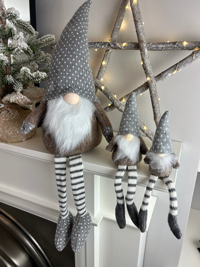 Beige Grey Fabric Sitting Gonk 3 Sizes Available