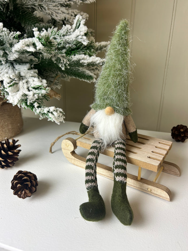 Sitting Wooly Green Santa Gonk