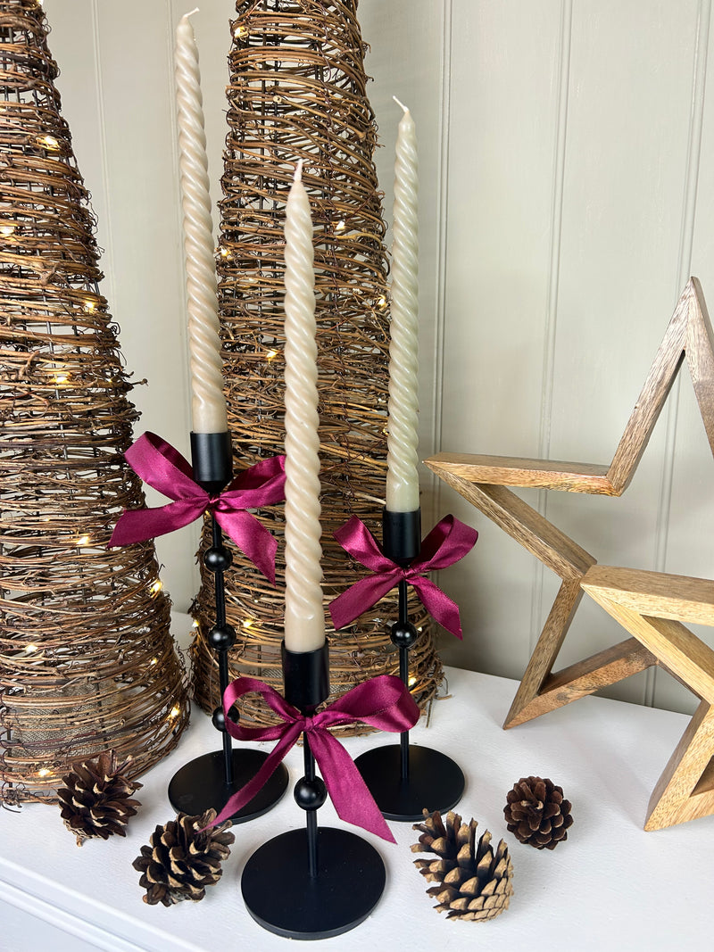 Bobble Black Metal Candlesticks, 3 Sizes