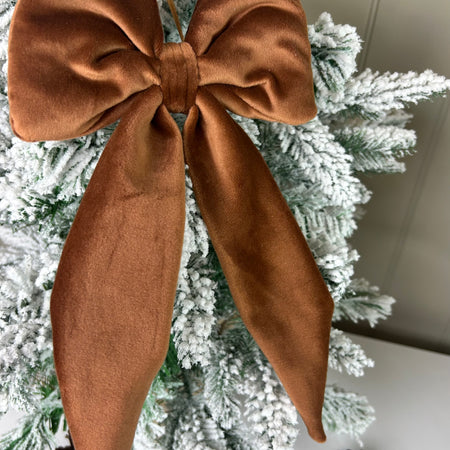 Caramel brown velvet soft hanging Bow