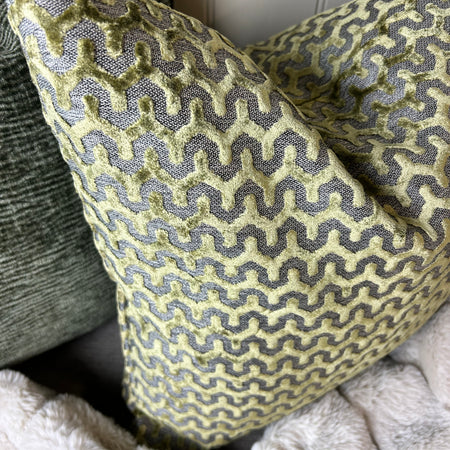Oslo luxury Olive Green textured print luxury cushion 43cm