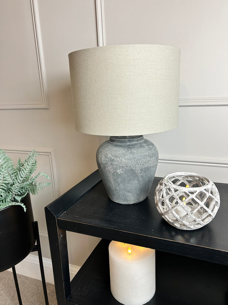 Amalfi Dark Grey Table Lamp With Linen Shade