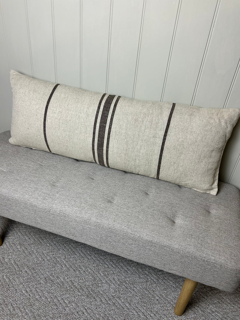 Long brown stripe linen cushion 30x80