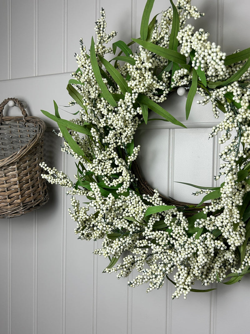 White summer berry choisya leaves wreath 55cm