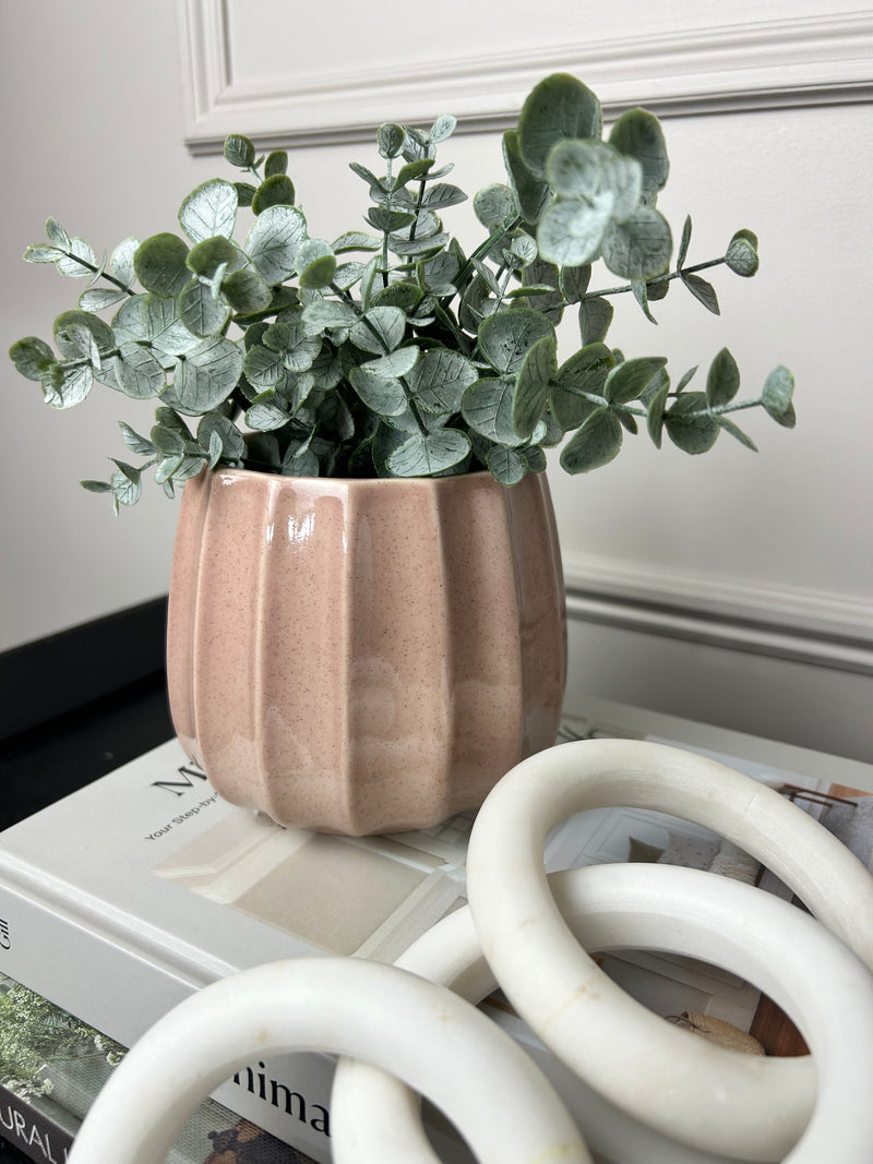 Ribbed Natural Tone Ceramic Plant Pots 4 colours