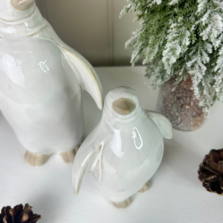 Rustic glaze Ceramic Penguins, 2 Sizes