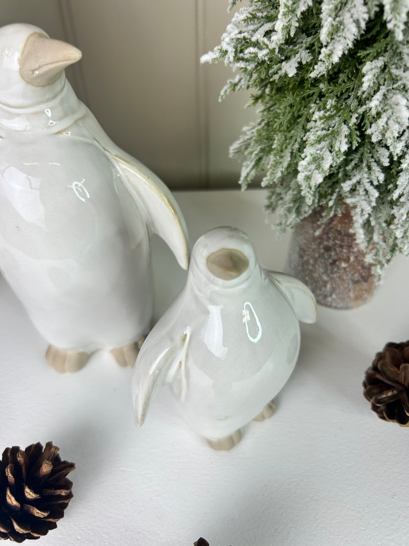 Rustic glaze Ceramic Penguins, 2 Sizes