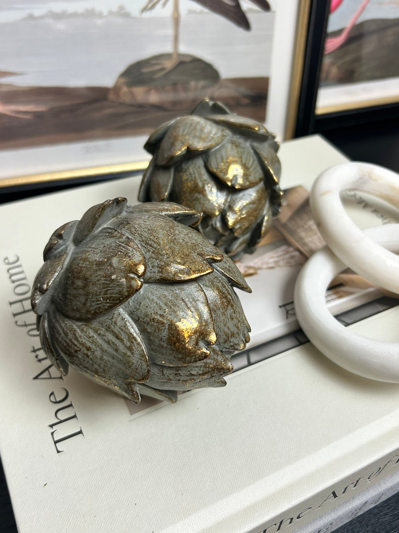 Antique gold bronze artichoke