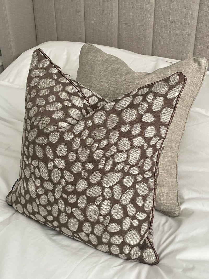 Taupe bronze champagne pebble textured cushion 43cm