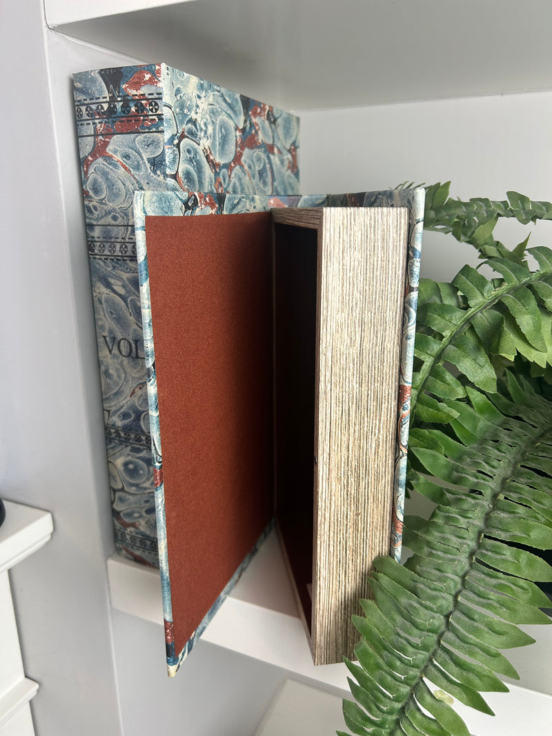 Set of Two Marble blues Water Effect Storage Books