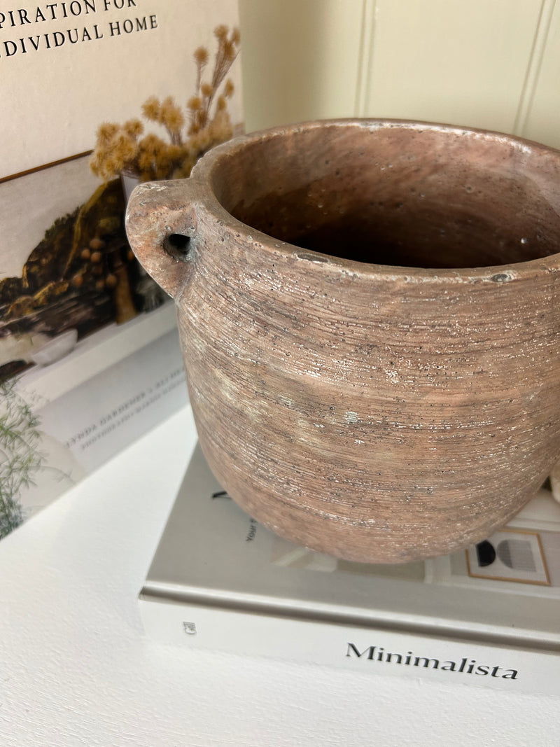 Siena Brown Rustic Urn Style Double Handle Vase planter