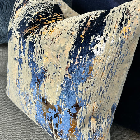 Torcello Navy bronze taupe Gold Feather luxury Cushion 43x43cm