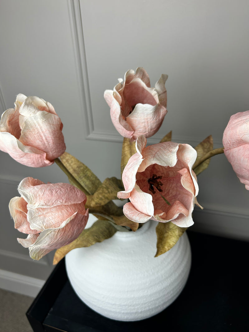Soft pink Dried real feel open tulip stem 70cm