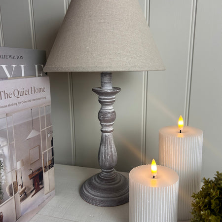 Augusta washed turned lamp with shade