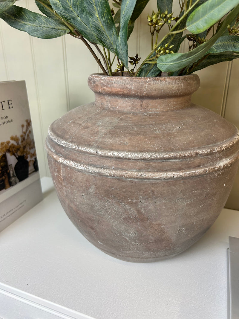 Siena Washed Brown rustic stone Water Pot Vase