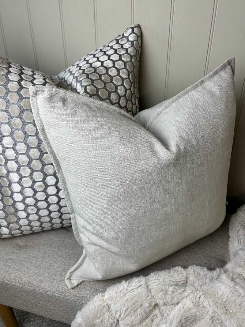Heavy Linen Natural Mix Feather Filled luxe luxury cushion 45cm