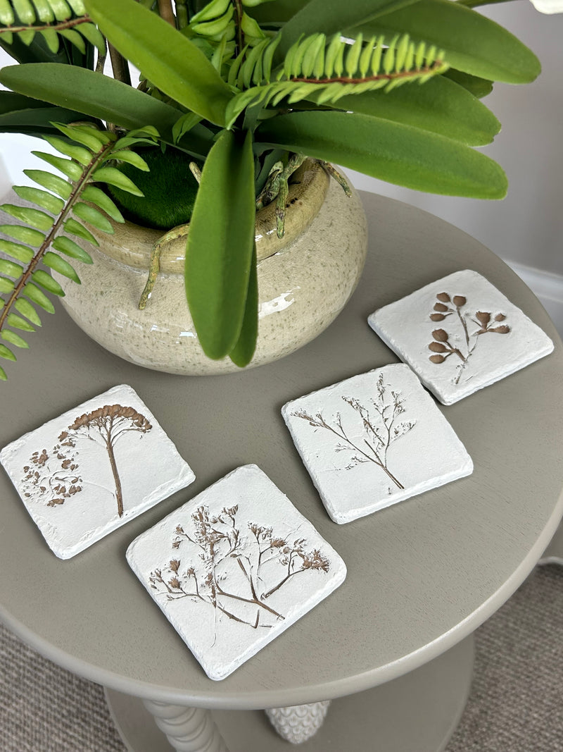Set of 4 Flower Imprint Coaster