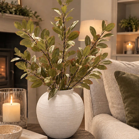 Green textured winter botanical leaf stem 90cm