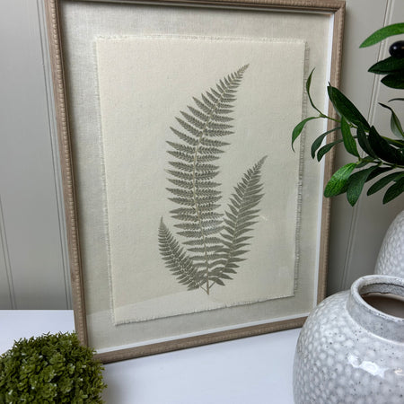 Beaded wood frame fern botanical prints 2 styles