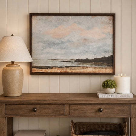 Framed Shore Line seascape Canvas 100cm
