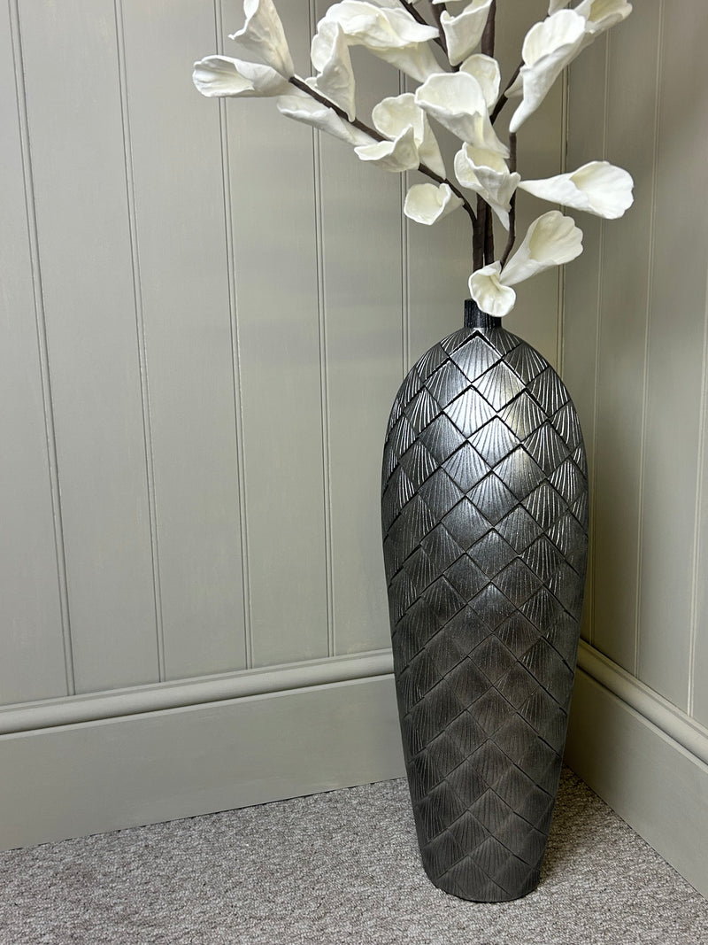Gunmetal textured vase tall 62cm