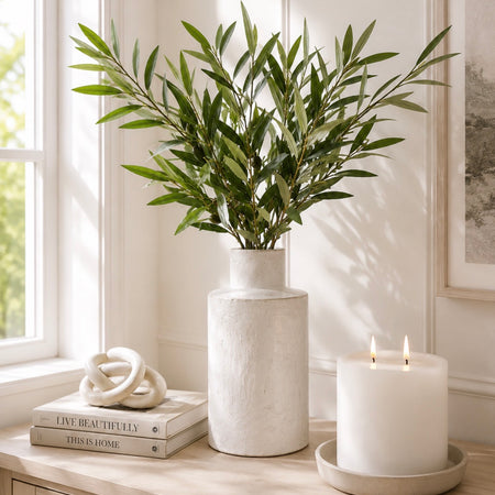 Chunky white rustic finish organic reactive glaze vase
