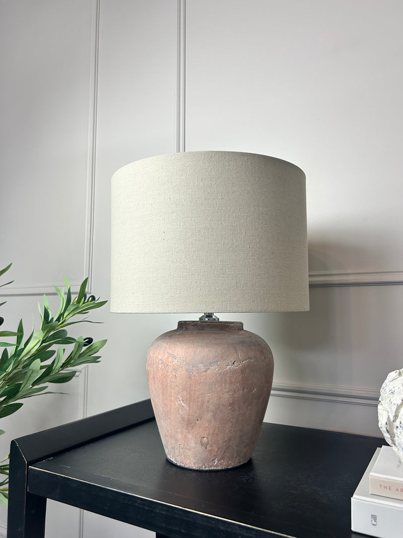 Siena rustic brown table lamp linen shade