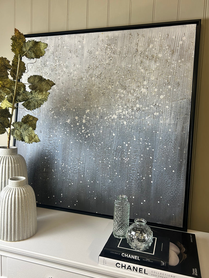 Blues abstract black framed wall art 83cm