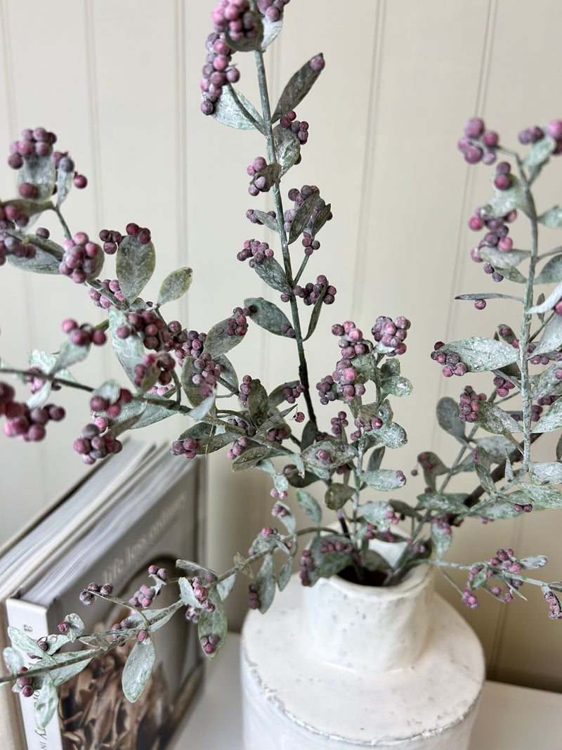 Burgundy mauve Berry stem spray 70cm