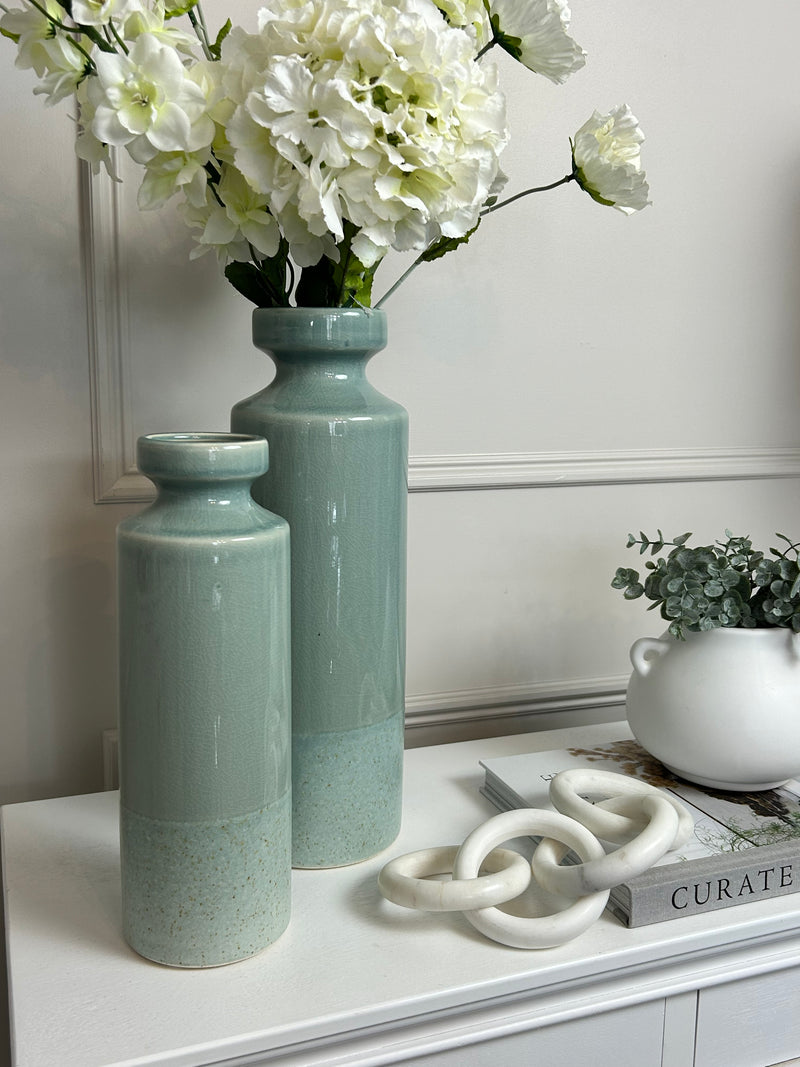 Marine Soft Green Reactive Texture Slim Tall Vase, 3 Sizes