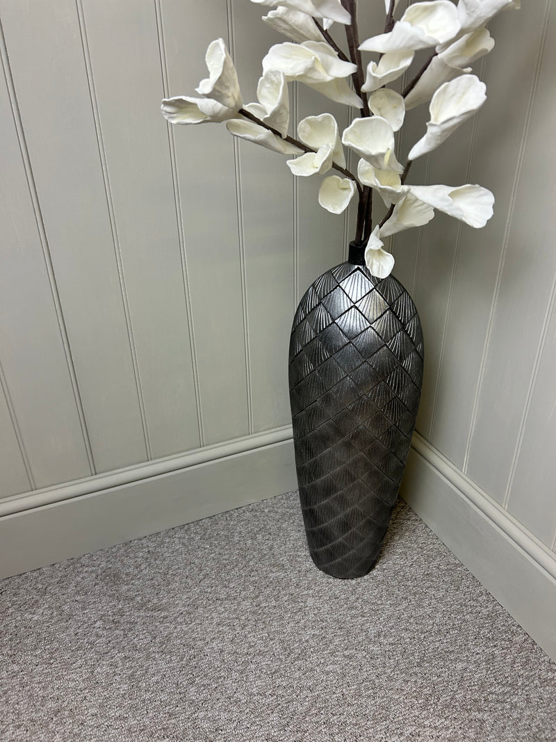 Gunmetal textured vase tall 62cm