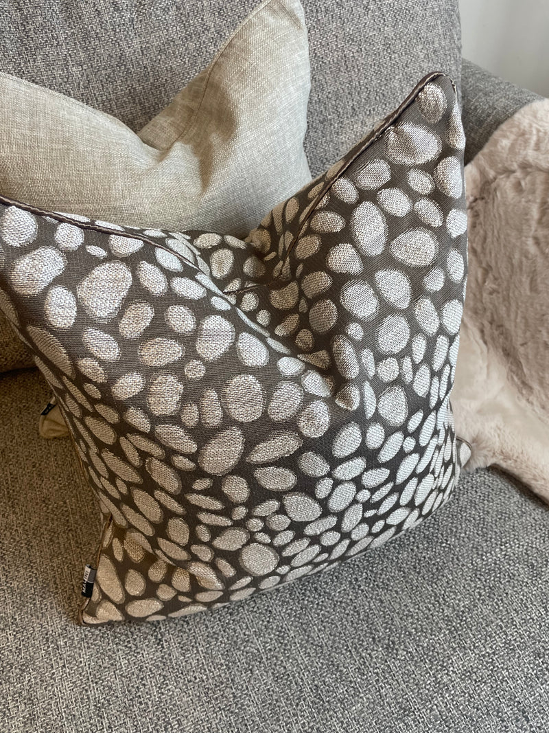 Taupe bronze champagne pebble textured cushion 43cm